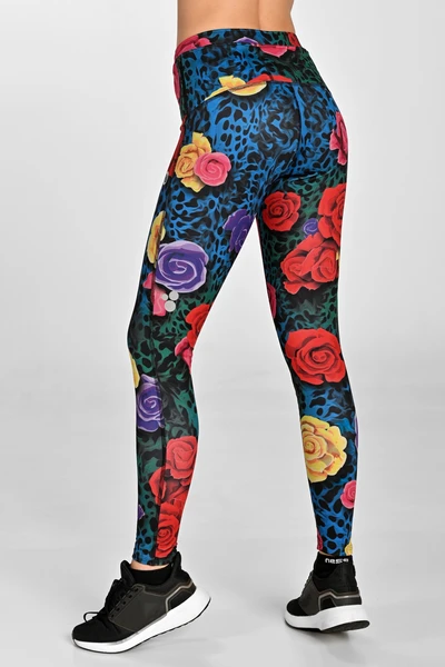 Insulated running leggings Dynamic Selva Roses Cobalt