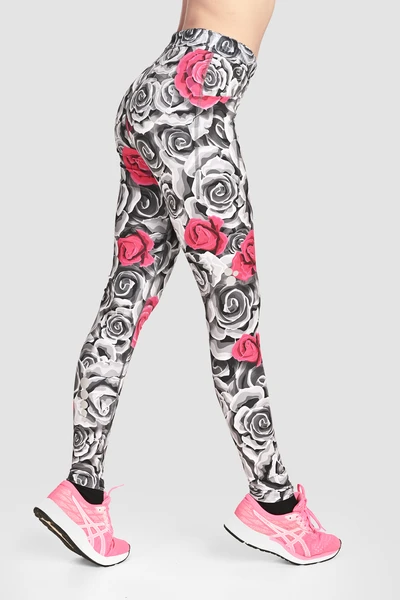 Legginsy Dual Space z kieszeniami po bokach Ornamo Roses