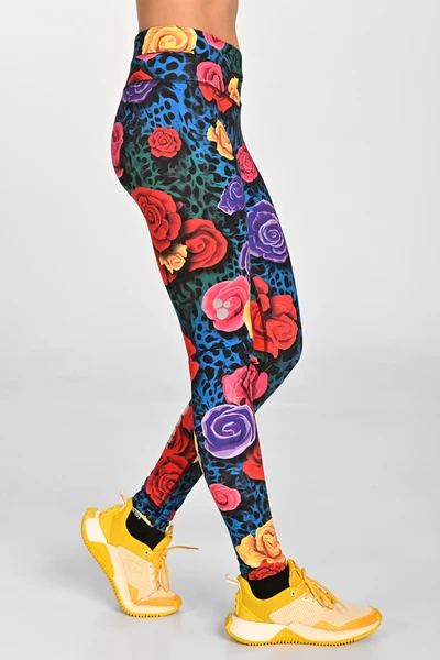 Leggings petite with waistband Pro Selva Roses Cobalt