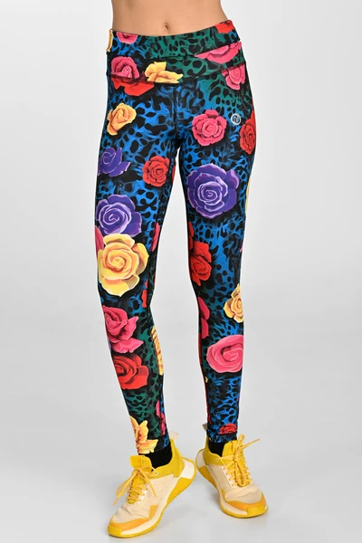 Leggings regular with waistband Pro Selva Roses Cobalt